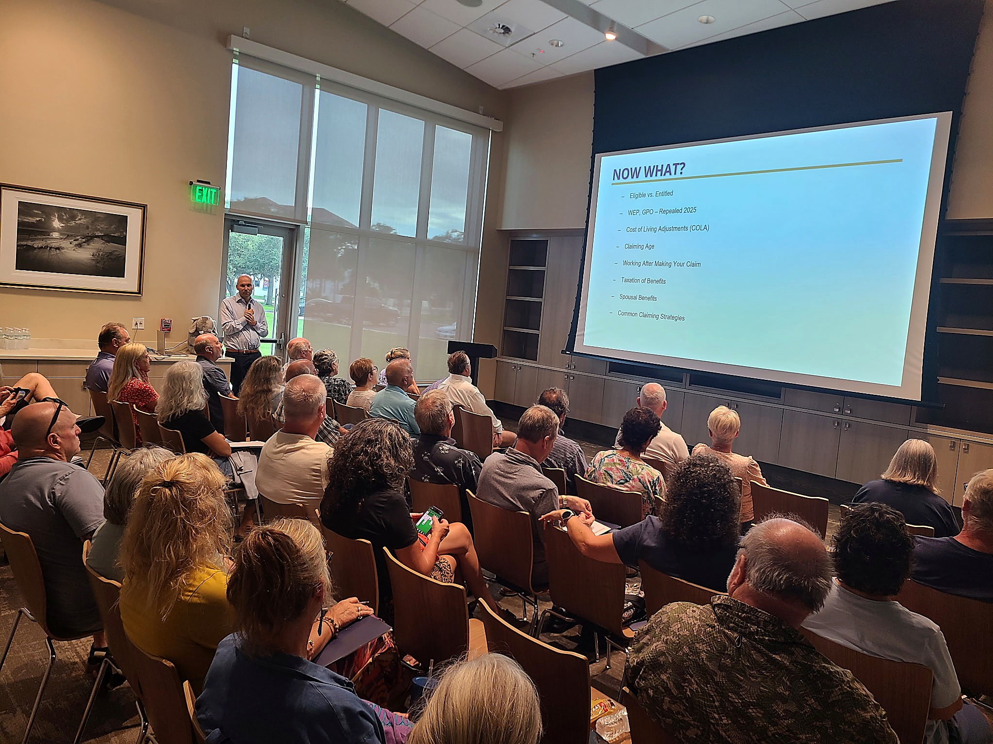 Steven Rich teaching a free retirement planning class to a full room at the Brannon Center